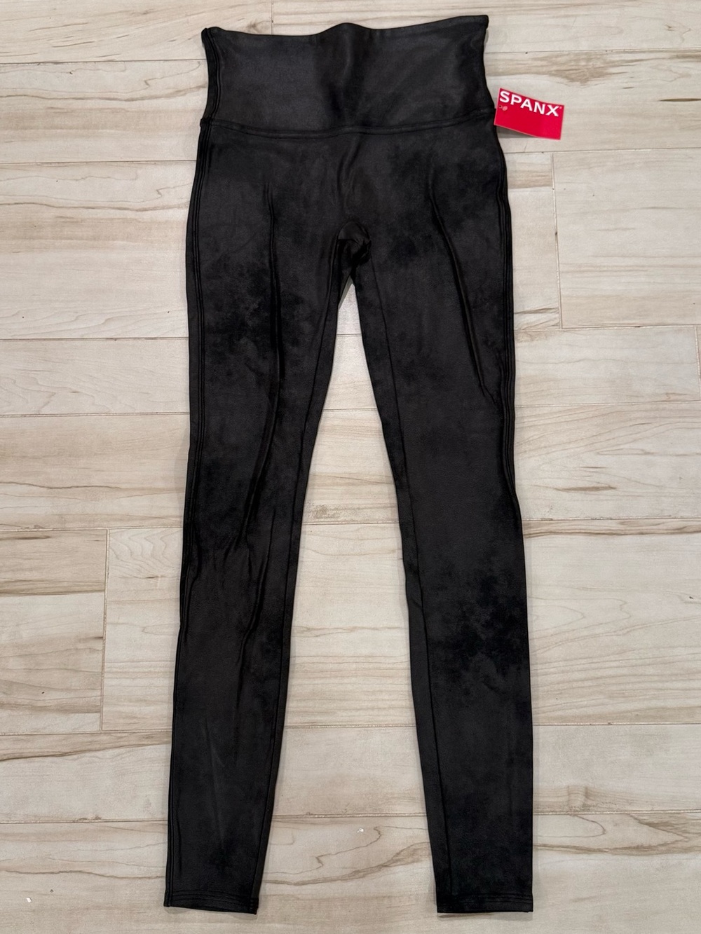 SPANX Faux Leather Leggings Black Noir Fleece Lined NWT Size M